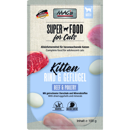 Mac's kitten пауч говеждо и пиле - храна за подрастващи котки 100 гр.