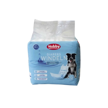 NOBBY - Diapers male dogs - памперс за мъжки кучета 12 бр. -M-L - 46-60 см. обиколка на талията