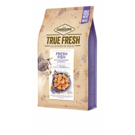 Ултра премиум суха храна Carnilove TRUE FRESH Cat Fish със 70% истинска, прясна риба, обогатена с червена леща, мащерка и боровинки 1.8 кг.