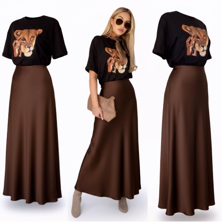 Cocoa Satin Skirt