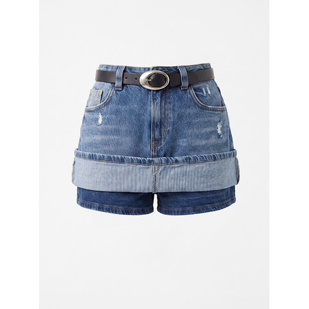Indigo Denim – Дънкова пола-панталон с висока талия и черен колан