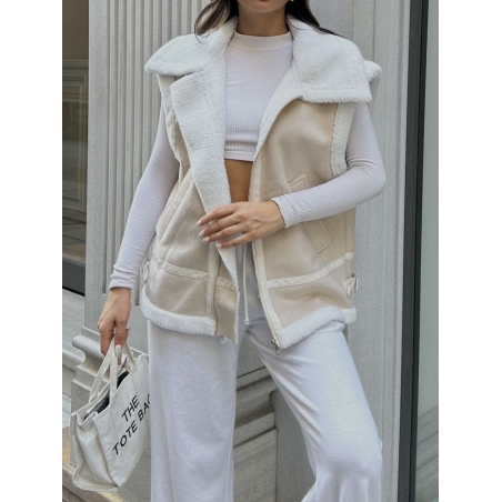 Velour Charm – издължен елек от велур с каракул