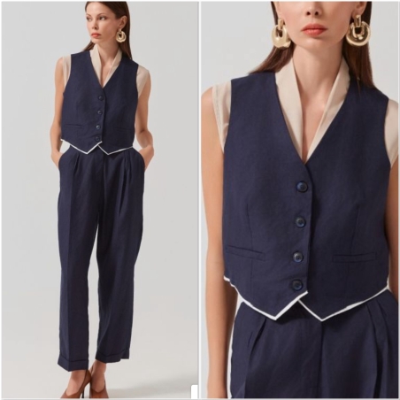 City Edge Set  blue - Къс елек и панталон с висока талия