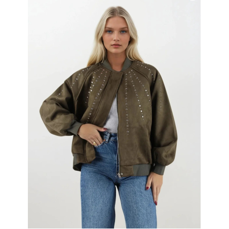 Bomber Chic  Green – яке/бомбър от набук с кабзи