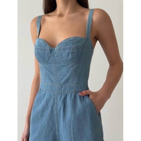 Къс дънков гащеризон тип бюстие