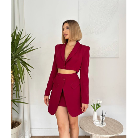 Костюм “Elegance Pleat” Red – късо сако и пола