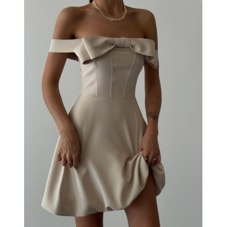 Eleganza – Елегантна рокля с панделка Ekru