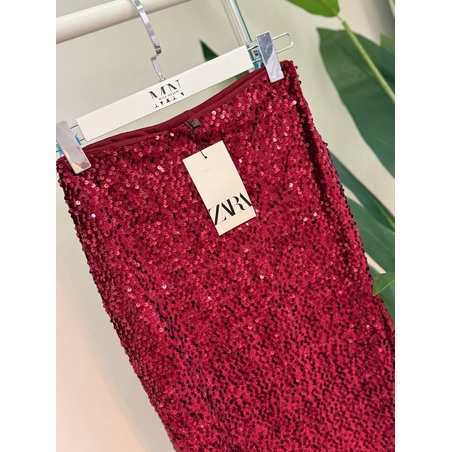 “Glam Shine Maxi Skirt”  red – Елегантна пайетена пола