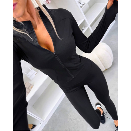 Спортен сет „ActiveFit“ Black – комплект от клин и блуза с цип