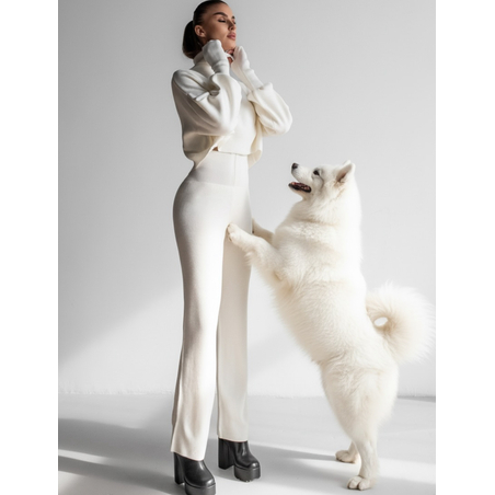 Cozy Elegance Set Ekru - плетен комплект с пуловер и панталон