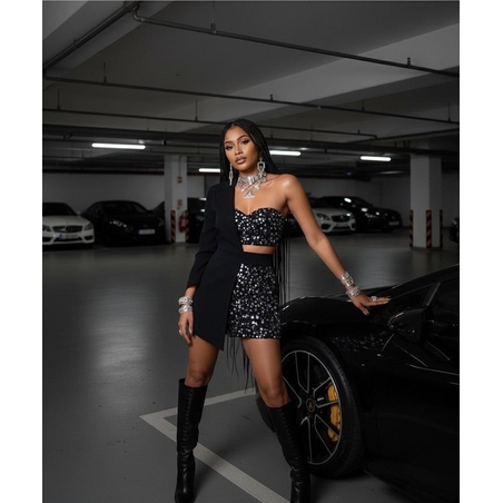 Black Glam Set – топ, къс панталон и блейзър