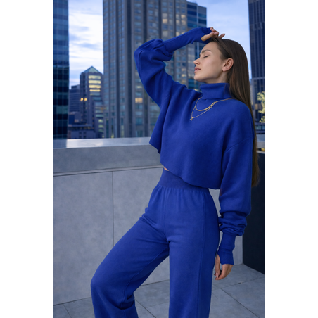 Cozy Elegance Set Blue - плетен комплект с пуловер и панталон