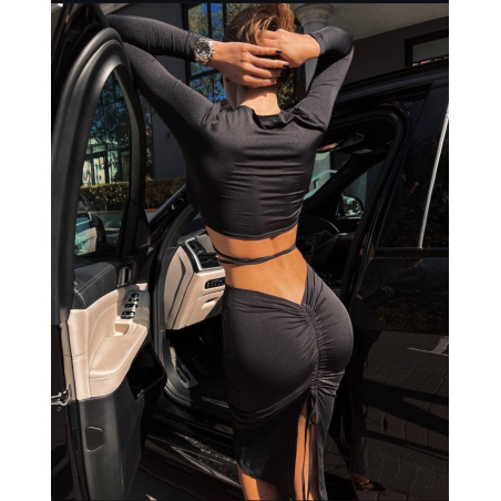 Ефектен комплект блуза и пола black