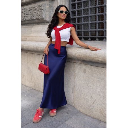 Дълга сатенена пола blue