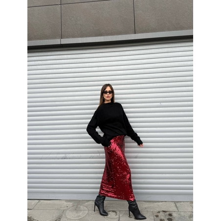 “Glam Shine Maxi Skirt”  red – Елегантна пайетена пола