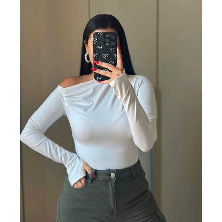 White Off-Shoulder Triko Блуза