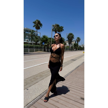 Плажен сет от бюстие и дълга пола Black