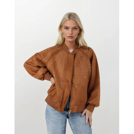 Bomber Chic Brown - яке/бомбър от набук с кабзи