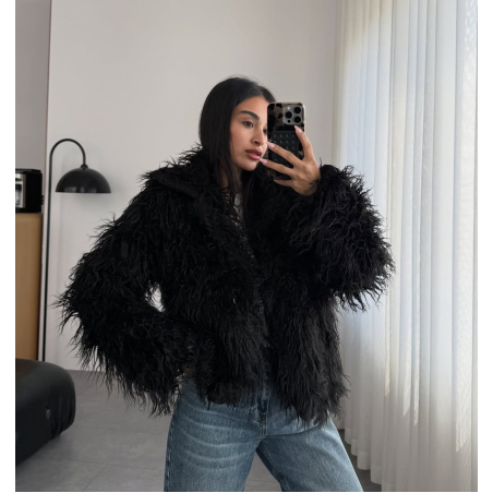 Дългокосместа Лама- палто Black