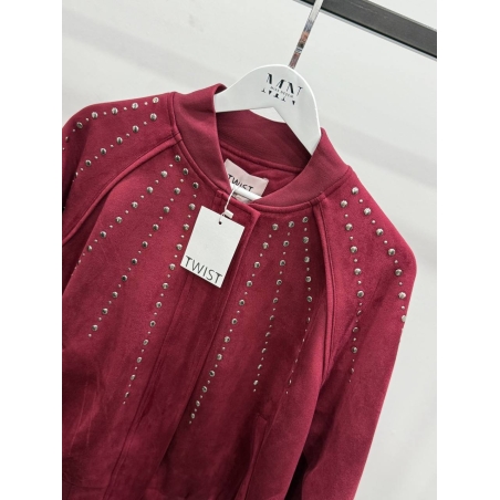 Bomber Chic Bordo– яке/бомбър от набук с кабзи