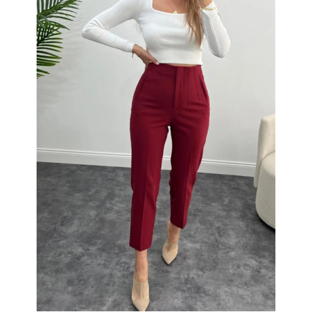 Панталон с висока талия в бордо – Елегантност и комфорт за всяка визия