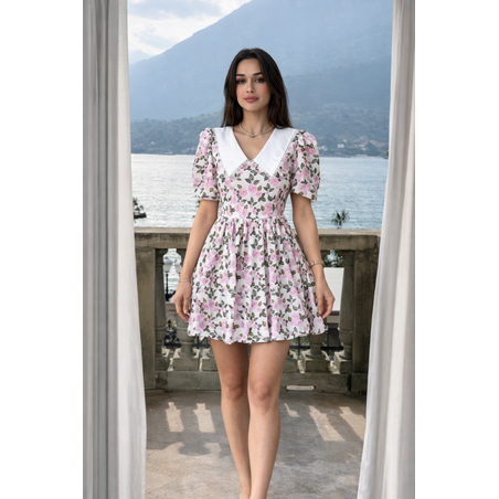 Рокля с яка и къс ръкав “Sun & Blossom” pink