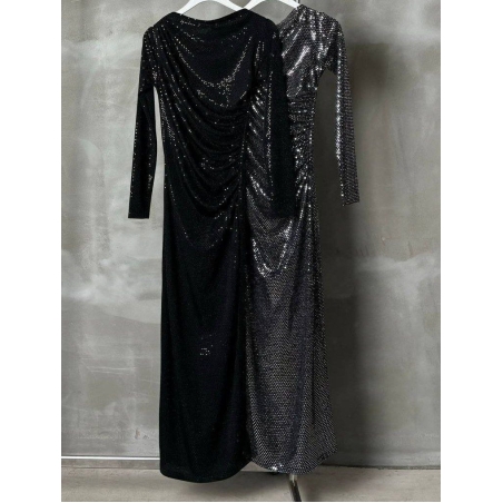 Дълга блестяща рокля по тялото - Black