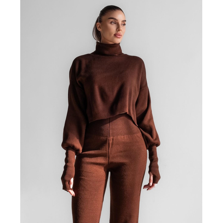 Mocha Cozy Elegance Set - плетен комплект с пуловер и панталон