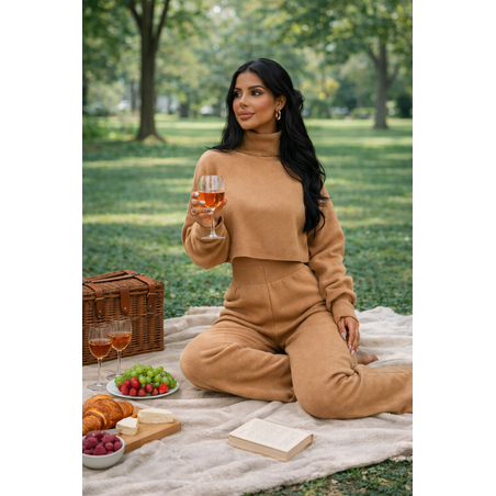 Cozy Elegance Set Beige - плетен комплект с пуловер и панталон