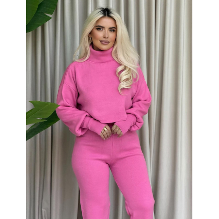 Cozy Elegance Set Pink - плетен комплект с пуловер и панталон