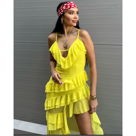 Асиметрична рокля „Лятна магия“ yellow