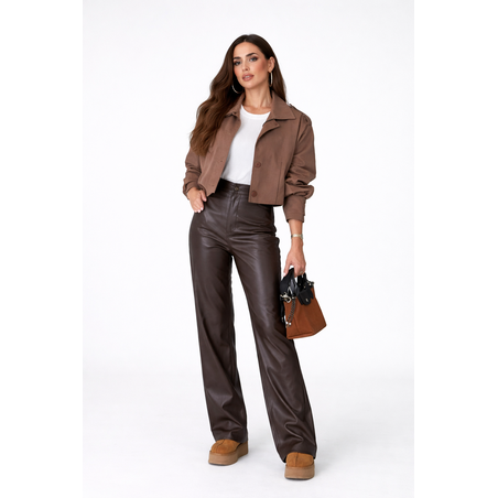 Кафяв кожен панталон