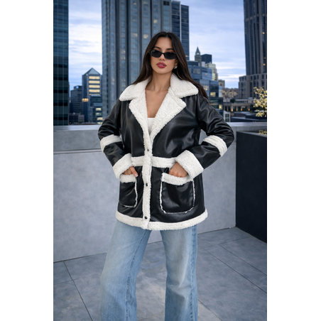 KarakuLuxe white -  издължено кожено яке