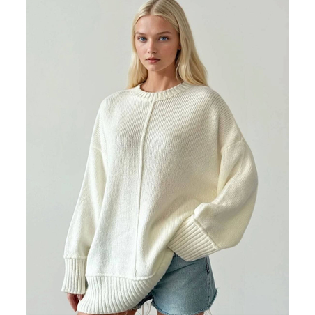 Издължен пуловер „Soft Touch“ Ecru