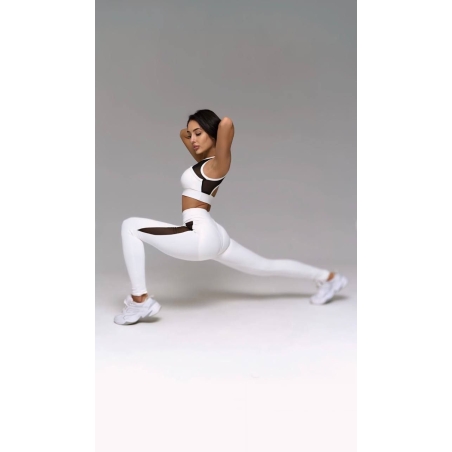 Екип за тренировка – бюстие и клин с висока талия Бял