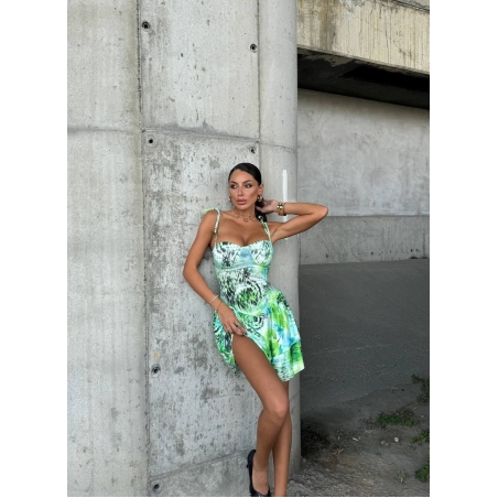 Лятна рокля с тънки презрамки тип корсет с подплънки Green