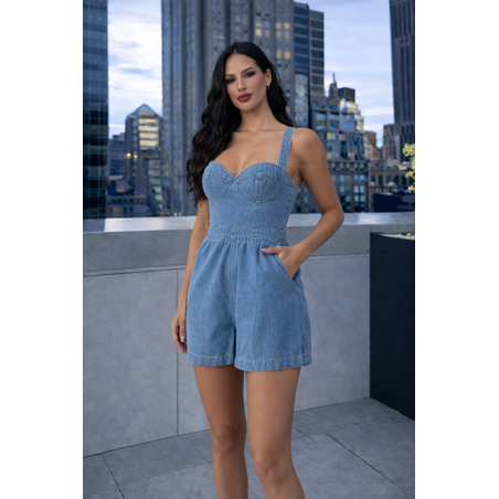 Къс дънков гащеризон тип бюстие