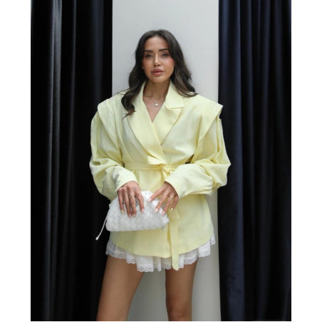 Linen Elegance Blazer yellow  – Ленено сако с колан