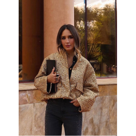 Златен бомбър/яке с пайети