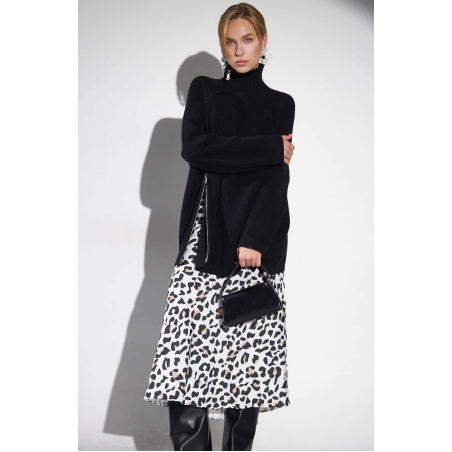 Дълга сатенена пола в леопардов принт