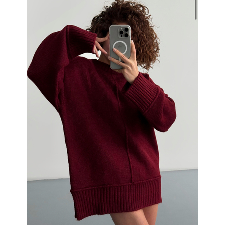 Издължен пуловер „Soft Touch“ Bordo