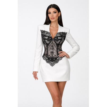 “Lace Blanc Dress” - Елегантна рокля с дантела