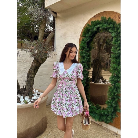 Рокля с яка и къс ръкав “Sun & Blossom” pink