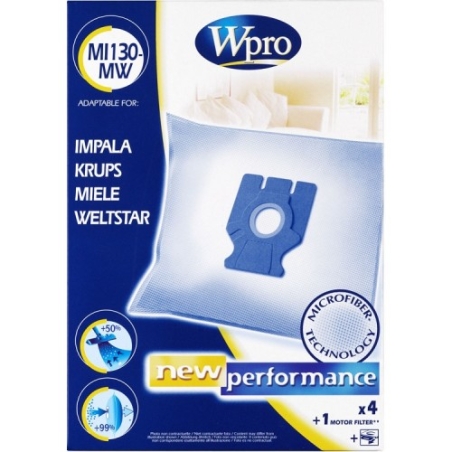 Микрофибърни торби 4 броя + 1 филтър за прахосмукачка WPRO MI130-MW