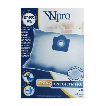 Микрофибърни торби 4 броя + 1 брой филтър WPRO RO195-MW