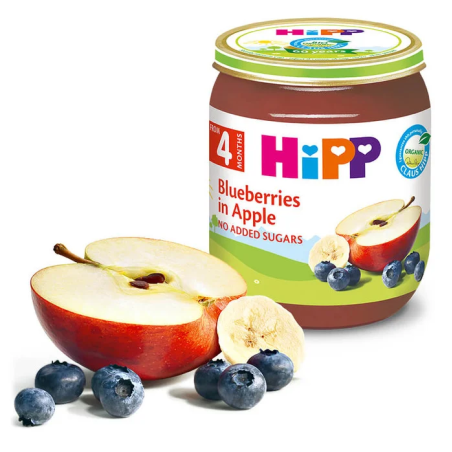 HiPP БИО Ябълки с боровинки 4м. 125г