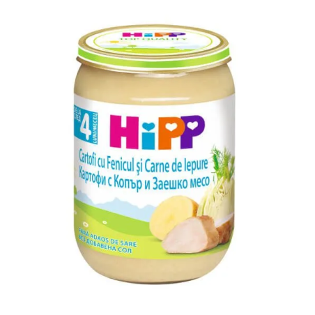 Hipp пюре картофи, копър и заешко месо 4м+ 190г