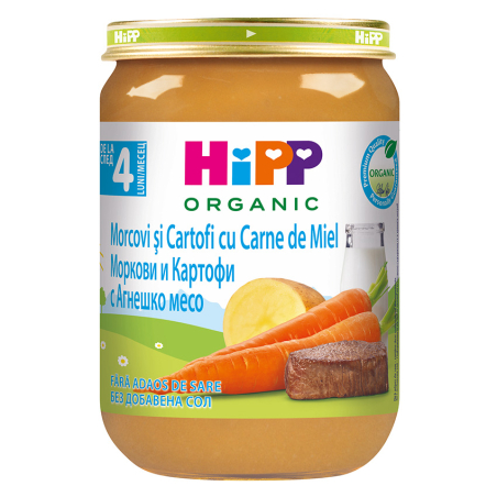 HiPP БИО Моркови и картофи с агнешко месо 4м. 190г