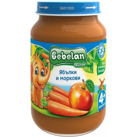 BEBELAN Пюре от ябълки и моркови 4м. 190г