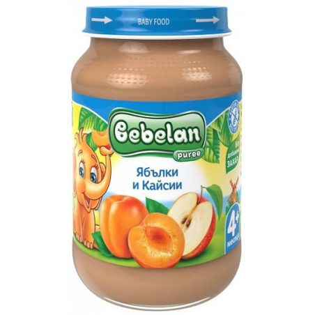 BEBELAN Пюре от ябълки и кайсии 4м. 190г